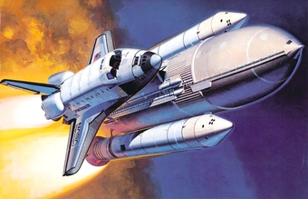 Space Shuttle Orbiter mit Boosters ( Startraketen )